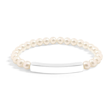 Pearl Engravable Stretch Curved Bar Bracelet