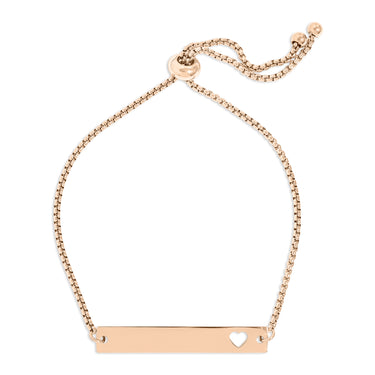PVD Stainless Steel Flat Adjustable Heart Cutout Blank Bar Bracelet 