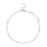 Silver chain necklace on a white background