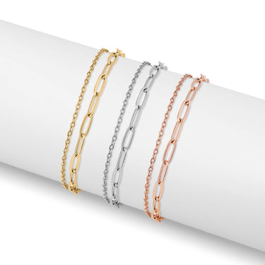 paperclip and loop chain anklet