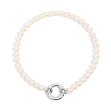 Glass Pearl Bracelet with Charm Keeper