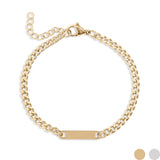 Wholesale jewelry 18K Gold PVD Stainless Steel Engravable Curb Chain Bar Bracelet- gold main 
