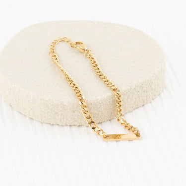Wholesale jewelry 14K Gold Filled Plus™ Engravable Curb Chain Bar Bracelet - studio