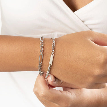 Wholesale jewelry 18K Gold PVD Stainless Steel Engravable Curb Chain Bar Bracelet- stainless model