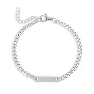 Wholesale jewelry 18K Gold PVD Stainless Steel Engravable Curb Chain Bar Bracelet- stainless main 