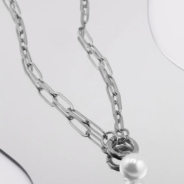 Silver Paperclip Charm Holder Necklace