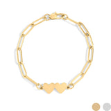 Engravable 2 Heart Paperclip Bracelet