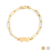 Engravable 2 Heart Paperclip Bracelet