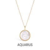 14K Gold Plated Sterling Silver Mother of Pearl Zodiac Pendant Necklace