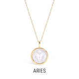 14K Gold Plated Sterling Silver Mother of Pearl Zodiac Pendant Necklace