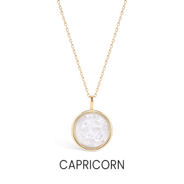 14K Gold Plated Sterling Silver Mother of Pearl Zodiac Pendant Necklace