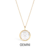 14K Gold Plated Sterling Silver Mother of Pearl Zodiac Pendant Necklace