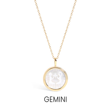 14K Gold Plated Sterling Silver Mother of Pearl Zodiac Pendant Necklace