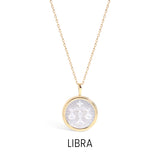14K Gold Plated Sterling Silver Mother of Pearl Zodiac Pendant Necklace