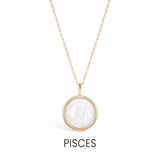 14K Gold Plated Sterling Silver Mother of Pearl Zodiac Pendant Necklace