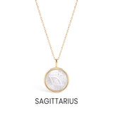 14K Gold Plated Sterling Silver Mother of Pearl Zodiac Pendant Necklace