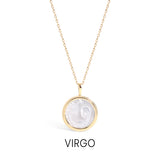 14K Gold Plated Sterling Silver Mother of Pearl Zodiac Pendant Necklace