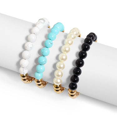 PVD en or 18 carats en acier inoxydable Bracelets d'étirement en perles/SBB0355