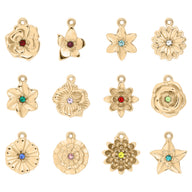 18K Gold PVD Stainless Steel Vertical 3D Birth Flower Charm