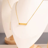 Stainless Steel Cutout Cross Blank Bar Necklace