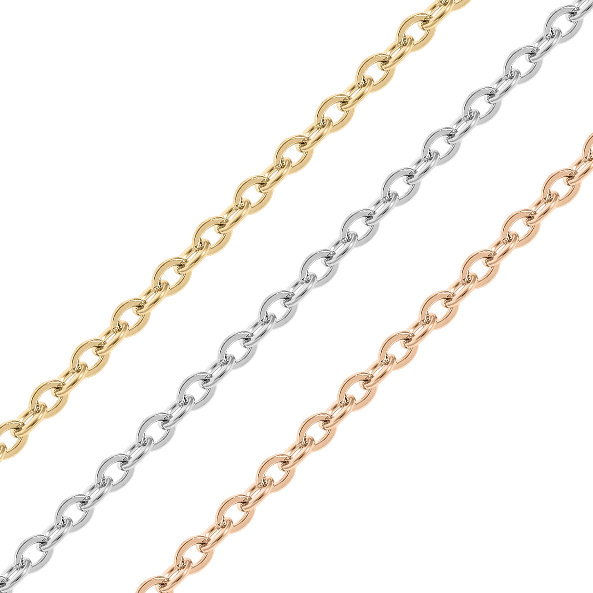 2mm 18K Gold PVD Stainless Steel Oval Loop Permanent Jewelry Chain By The Foot / SPL1009