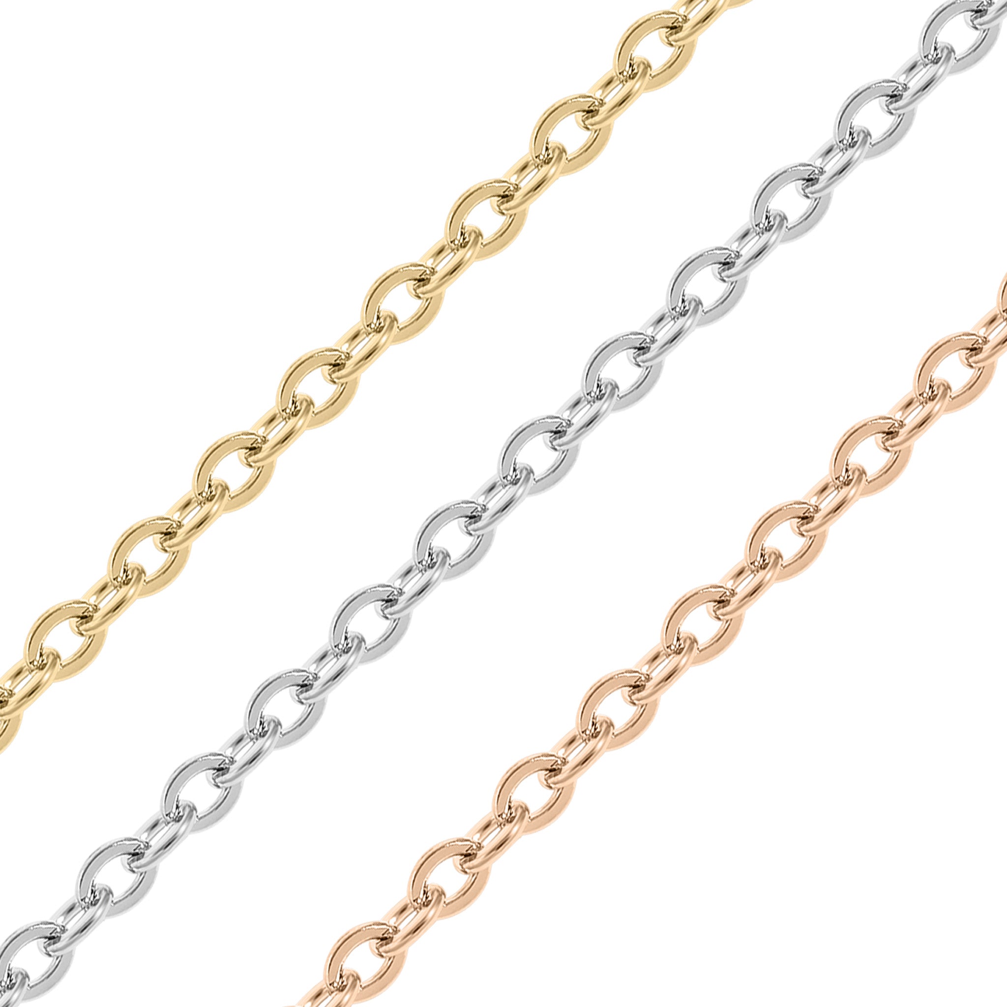 2,5 mm 18K Gold PVD Rostfritt stål Oval Loop Permanent smyckekedja vid foten / SPL1010