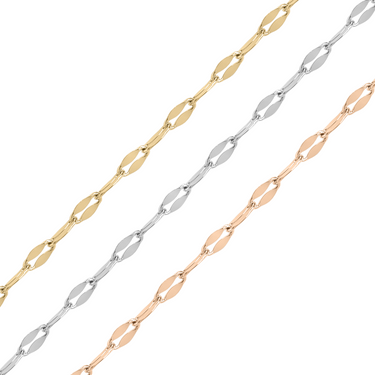 2mm 18K Gold PVD Stainless Steel Lip Permanent Jewelry Chain By The Foot / SPL1011
