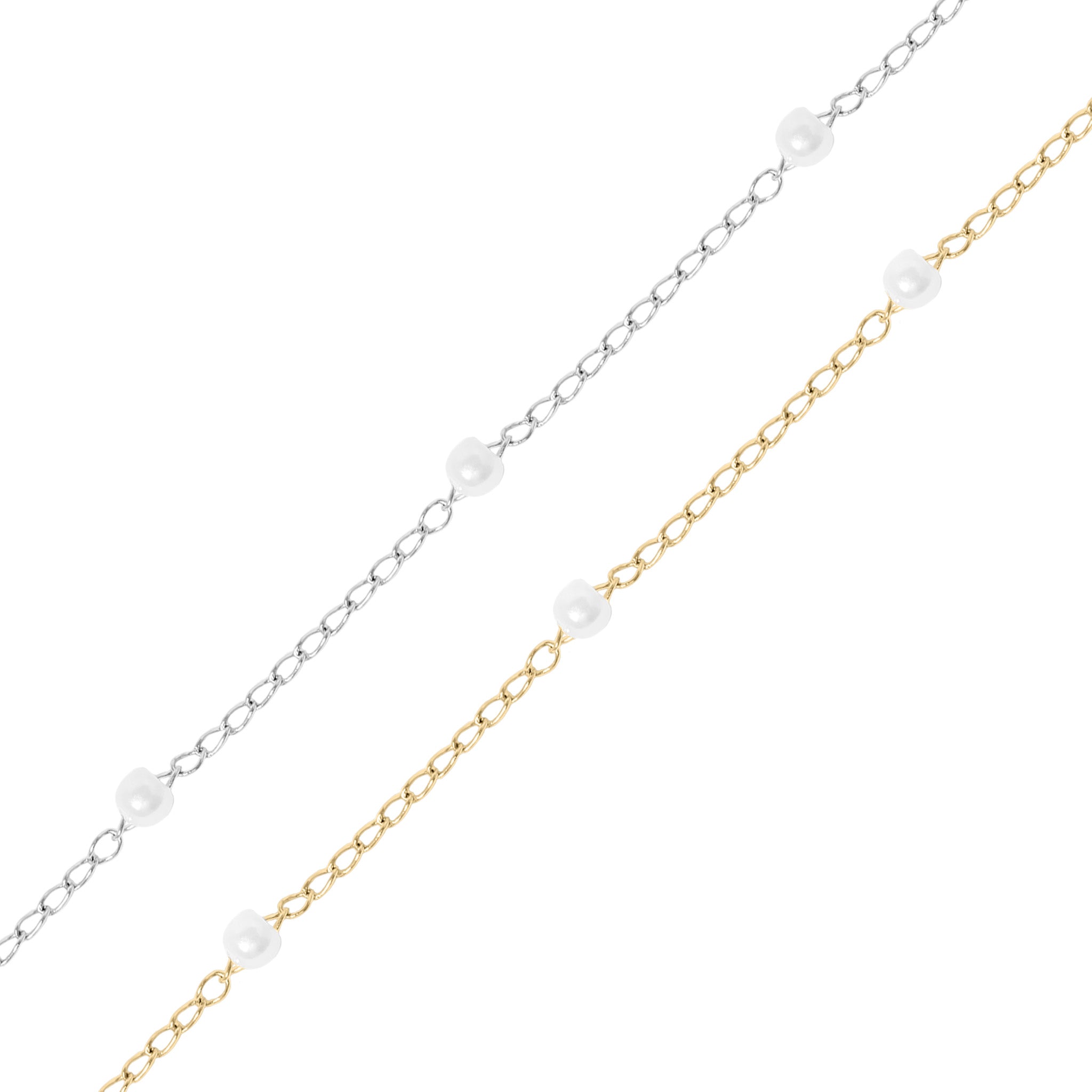 18K PVD Rostfritt stål Faux Pearl Cable -kedja vid foten / SPL1013