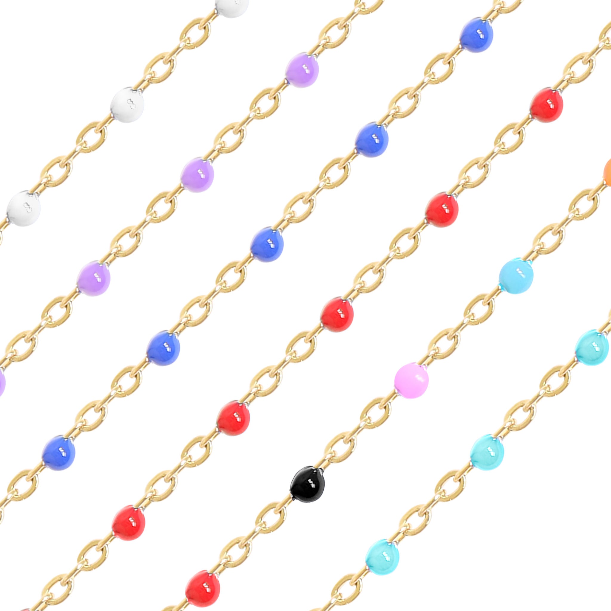 18K Gold PVD Stainless Steel Beaded Chain - By The Foot / SPL1015