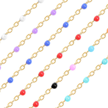 PVD 18K Gold PVD Chaîne de perles en acier inoxydable - par le pied/SPL1015