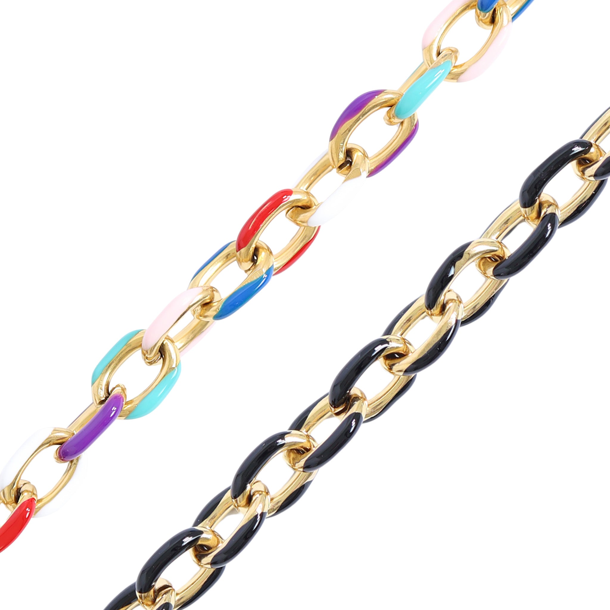 18K Gold PVD Stainless Steel Enamel Cable Chain - By The Foot / SPL1016