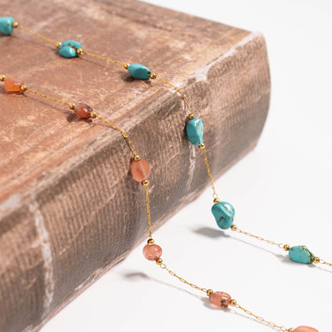 18K Gold PVD Stainless Steel Beaded Stone Chain Lifestyle
