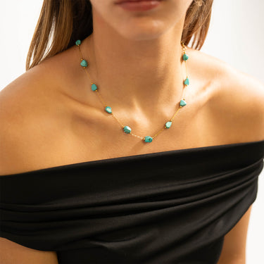18K Gold PVD Stainless Steel Beaded Stone Chain Lifestyle