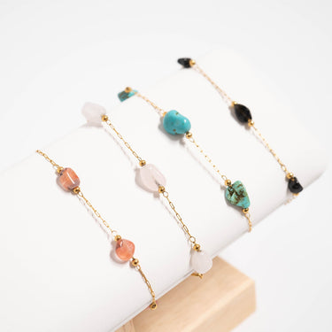 18K Gold PVD Stainless Steel Beaded Stone Chain Lifestyle