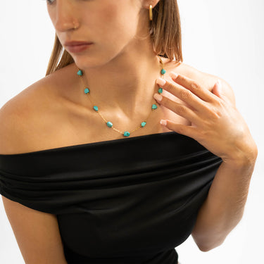 18K Gold PVD Stainless Steel Beaded Stone Chain Lifestyle