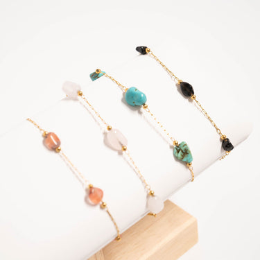 18K Gold PVD Stainless Steel Beaded Stone Chain Lifestyle