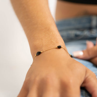 18K Gold PVD Stainless Steel Beaded Stone Chain Lifestyle