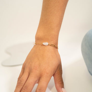 18K Gold PVD Stainless Steel Beaded Stone Chain Lifestyle