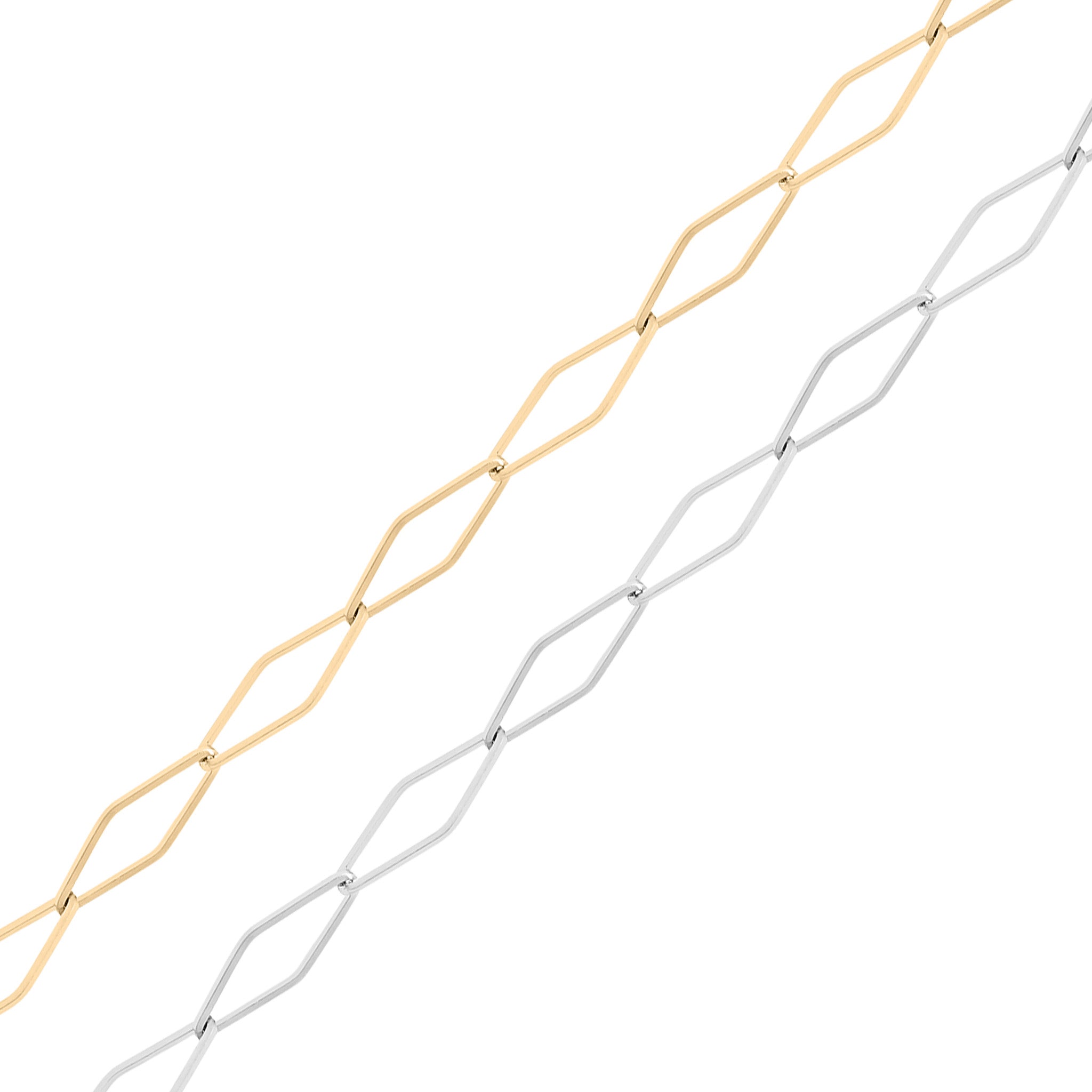 18k Gold PVD Rostfritt stål Diamond Paperclip Chain - By the Foot / SPL1018