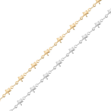 18K Gold PVD Stainless Steel Star Connector Chain - By The Foot / SPL1019