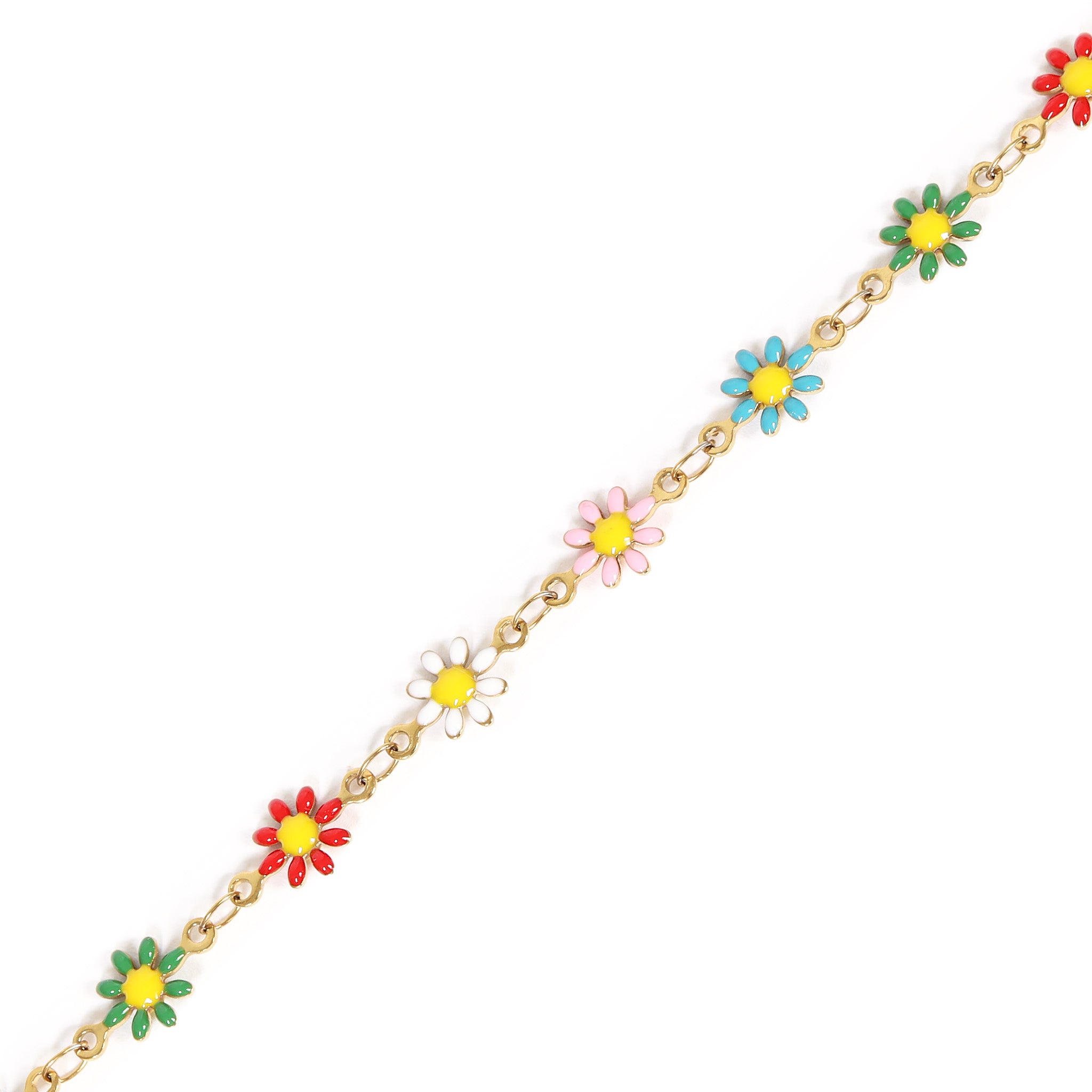 18k Gold PVD Rostfritt stål Emaljblommededja - Vid foten / SPL1024