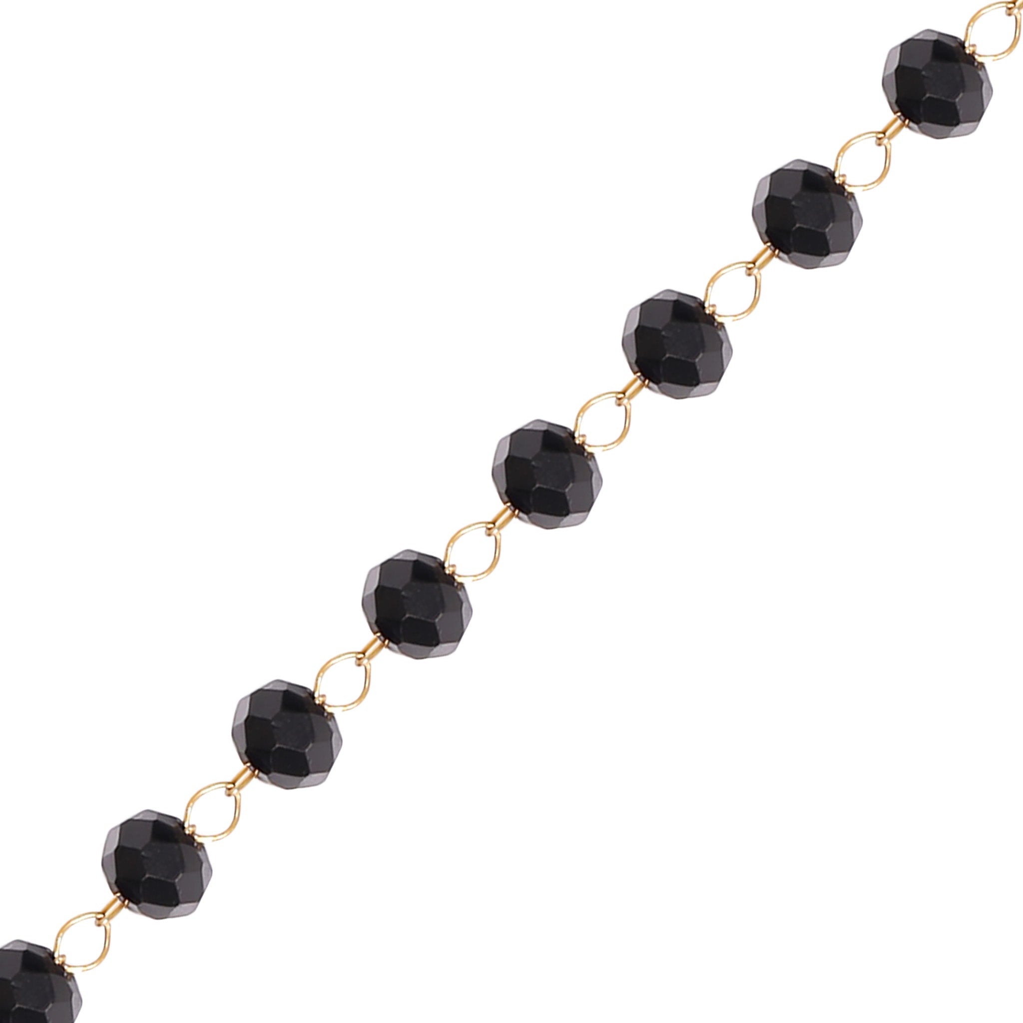 18K Gold PVD Stainless Steel Black Beaded Chain - By The Foo
