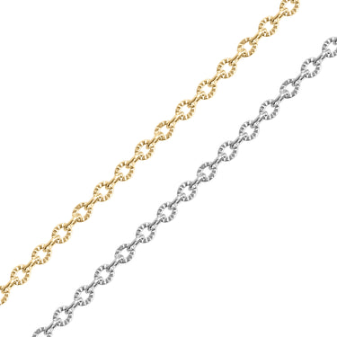 Chaîne ovale gratte en acier inoxydable 18 carats - par le pied/SPL1030