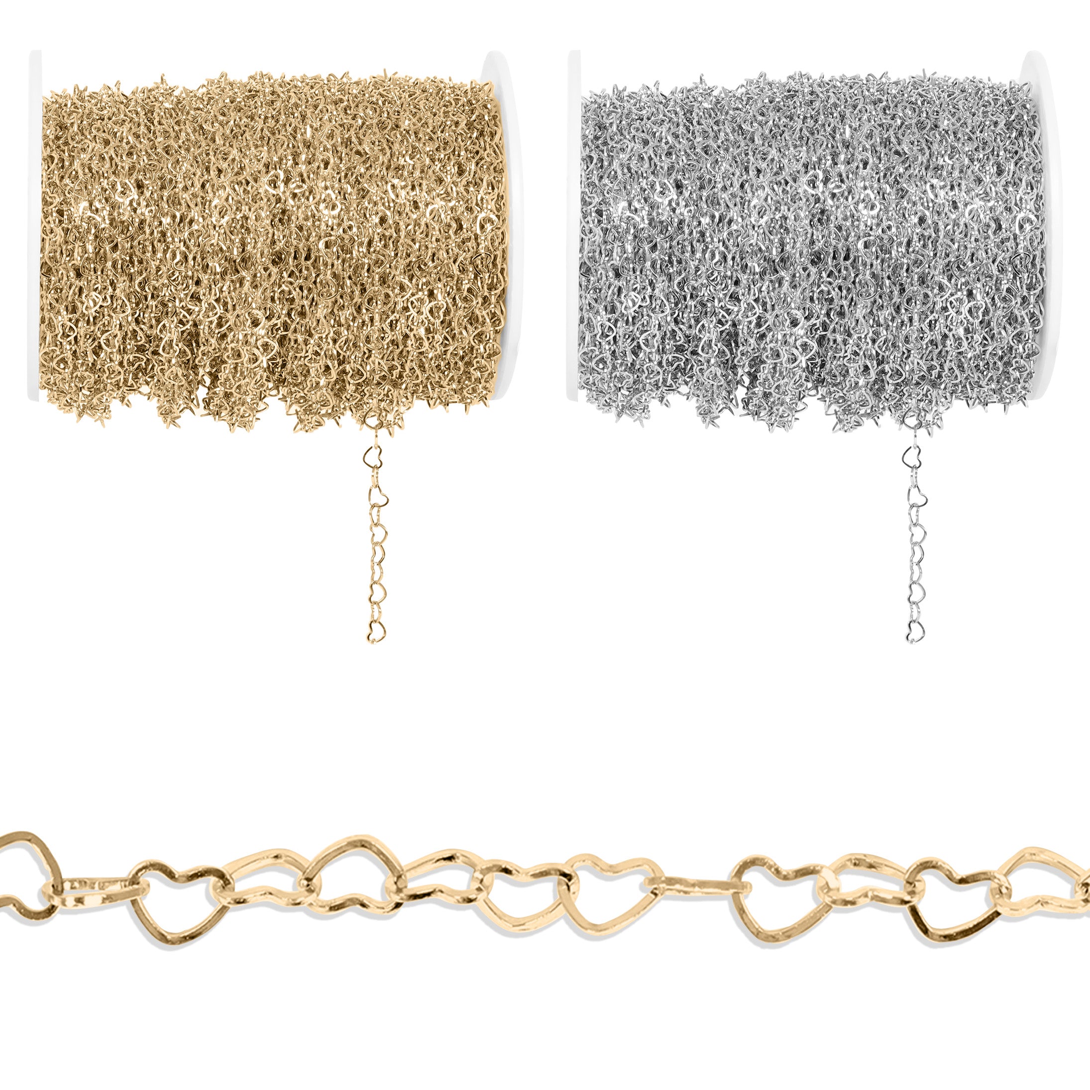 18K Gold PVD Stainless Steel Heart Chain By The Foot SPL1031