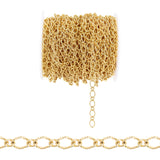 18K Gold PVD Stainless Steel Hammered Oval Chain