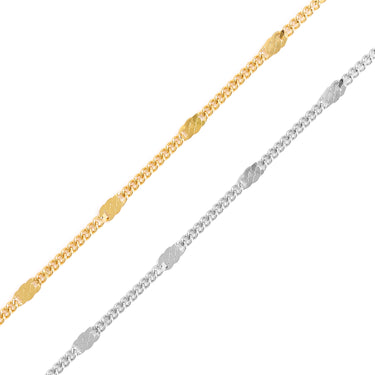 18K Gold PVD Stainless Steel Dapped Bar Curb Chain - By The Foot / SPL1035