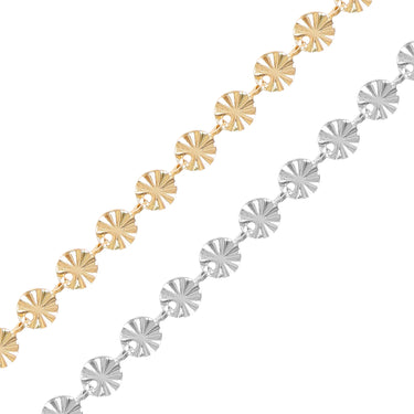 Chaîne Sunburst en acier inoxydable en or 18 carats - par le pied/SPL1036