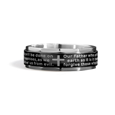 Highly Polished Stainless Steel Lord's Prayer Spinner Center Ring / SRJ1007