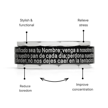 Spanish Lord's Prayer Center Spinner Ring