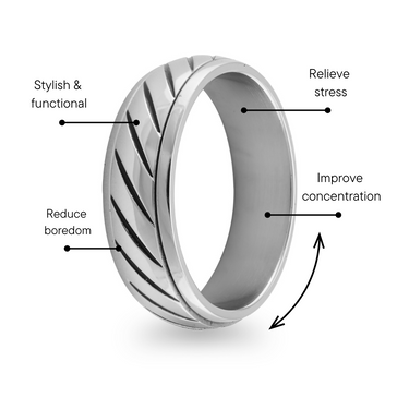 Stainless Steel Grooved Pattern Spinner Center Ring Feature Graphic